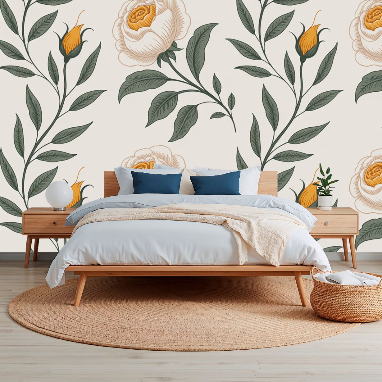 Whispering Rose - Classic Floral Accent Wall Mural Wallpaper, peel & stick, custom-sized by Recoat