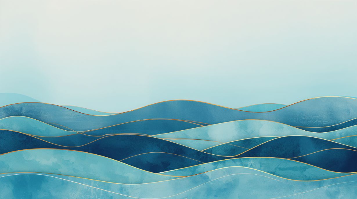 Aqua Flow - Blue Abstract Accent Wall Mural Wallpaper, peel & stick, custom-sized by Recoat