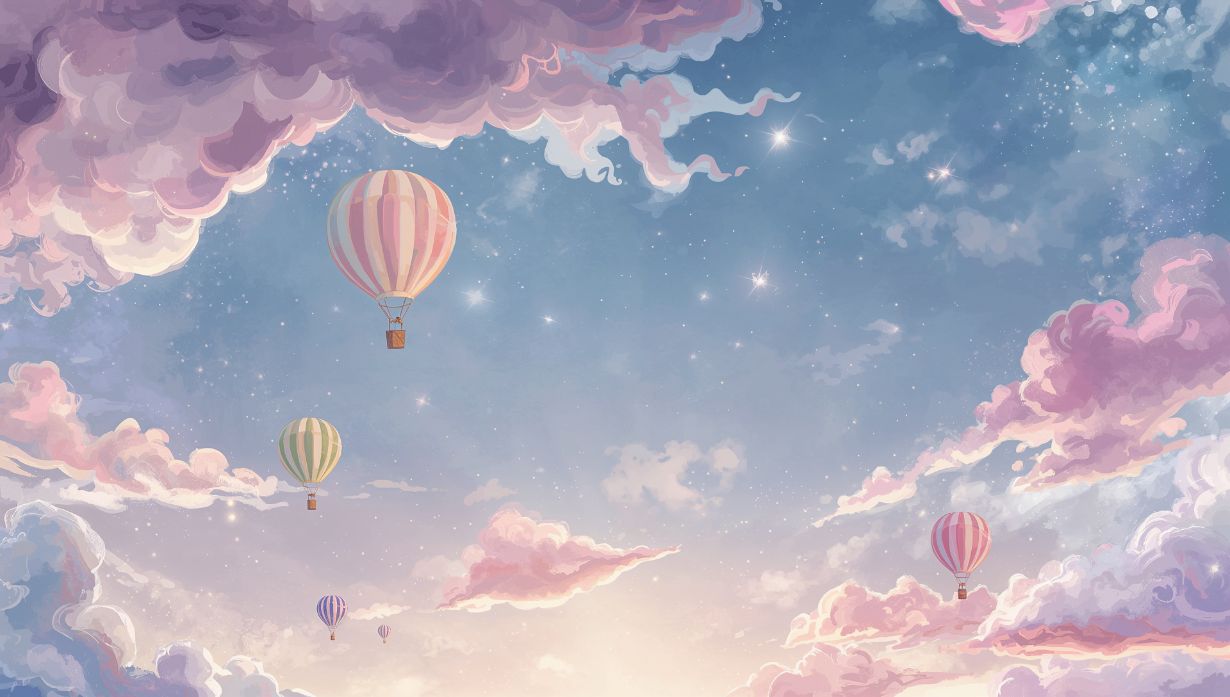 Balloon Dawn - Hot Air Balloon Accent Wall Mural Wallpaper, peel & stick, custom-sized by Recoat