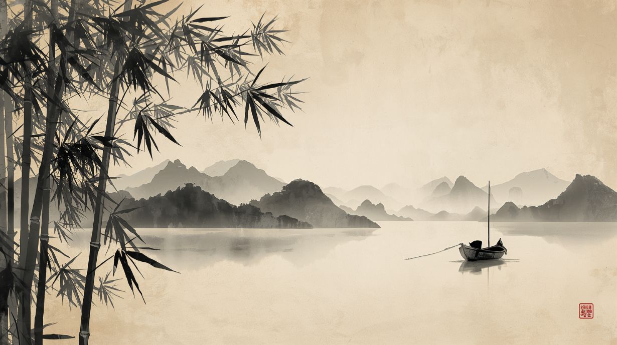 Bamboo Forest - Asian Ink Accent Wall Mural Wallpaper, peel & stick, custom-sized by Recoat