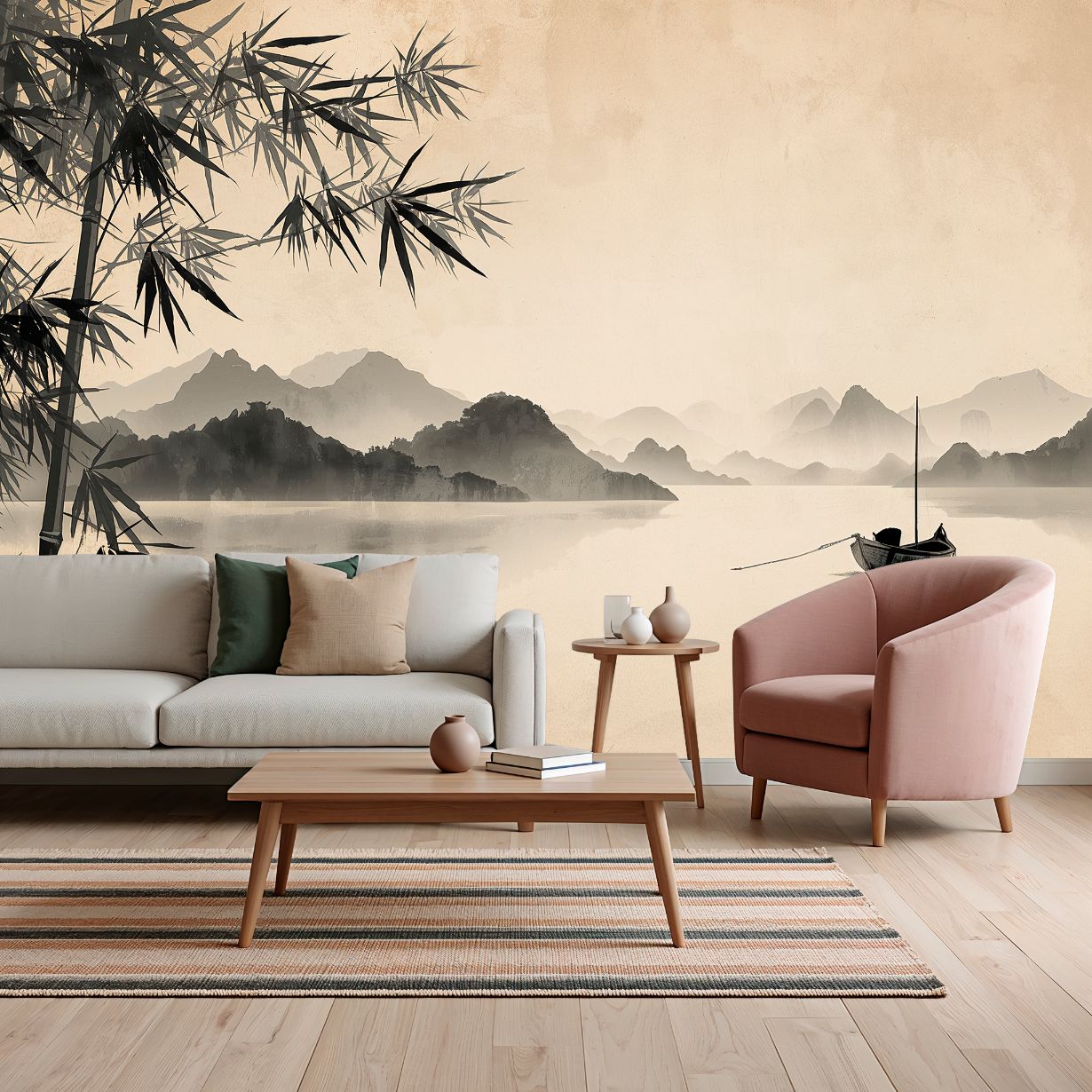 Bamboo Forest - Asian Ink Accent Wall Mural Wallpaper, peel & stick, custom-sized by Recoat