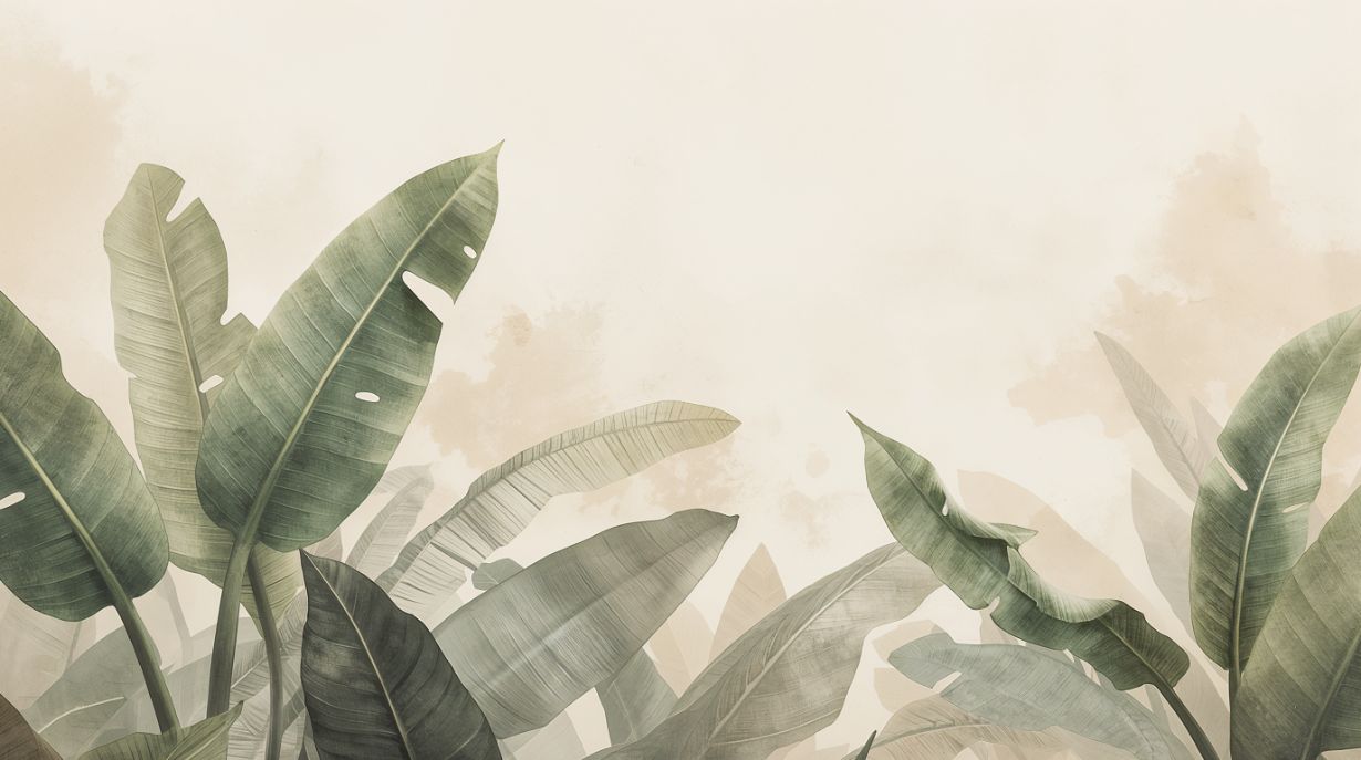 Misty Tropics - Soft Banana Leaf Accent Wall Mural Wallpaper, peel & stick, custom-sized by Recoat
