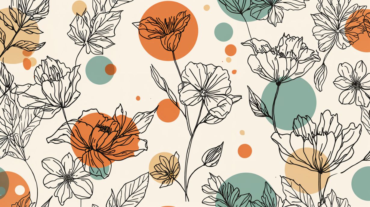 Bloom Line Art - Line Art Floral Accent Wall Mural Wallpaper, peel & stick, custom-sized by Recoat