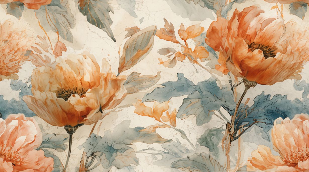 Golden Vines - Rustic Floral Accent Wall Mural Wallpaper, peel & stick, custom-sized by Recoat