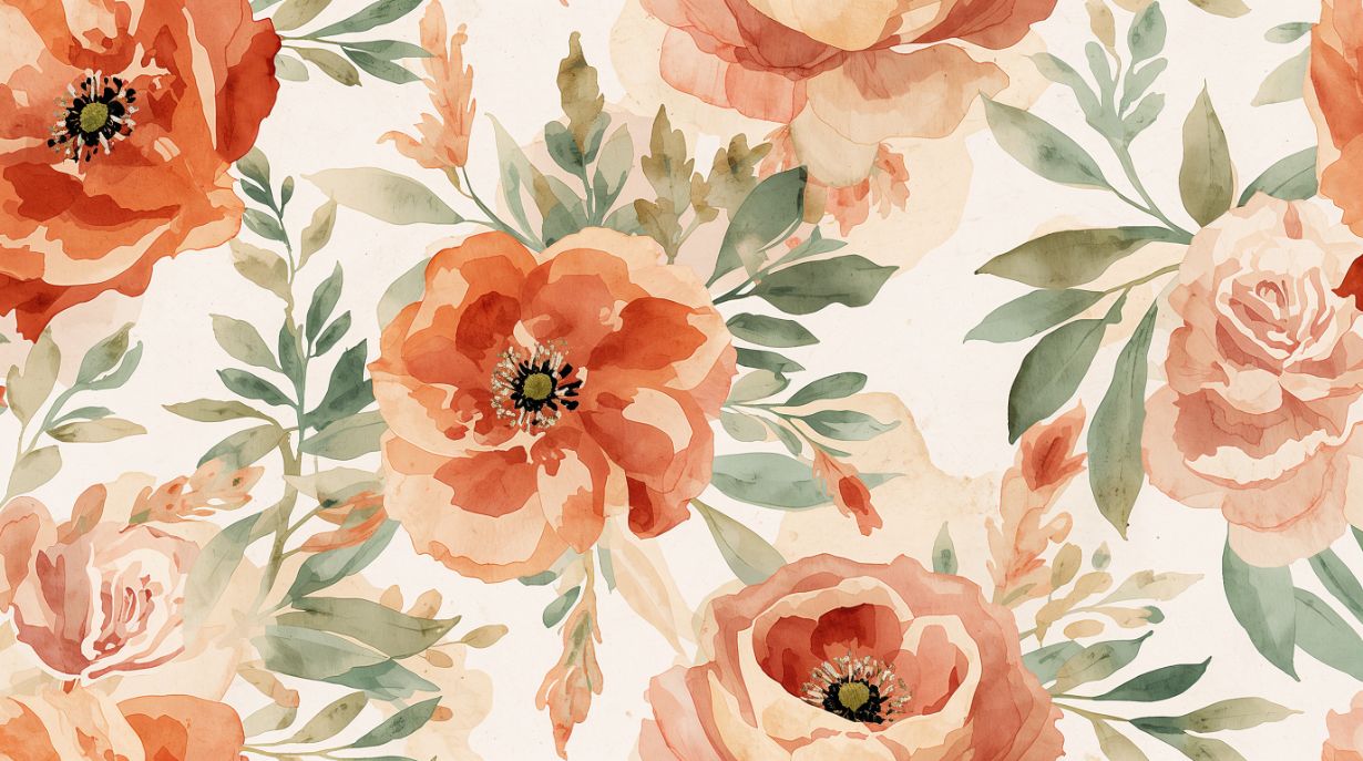 Blooming Serenade - Ornate Botanical Accent Wall Mural Wallpaper, peel & stick, custom-sized by Recoat