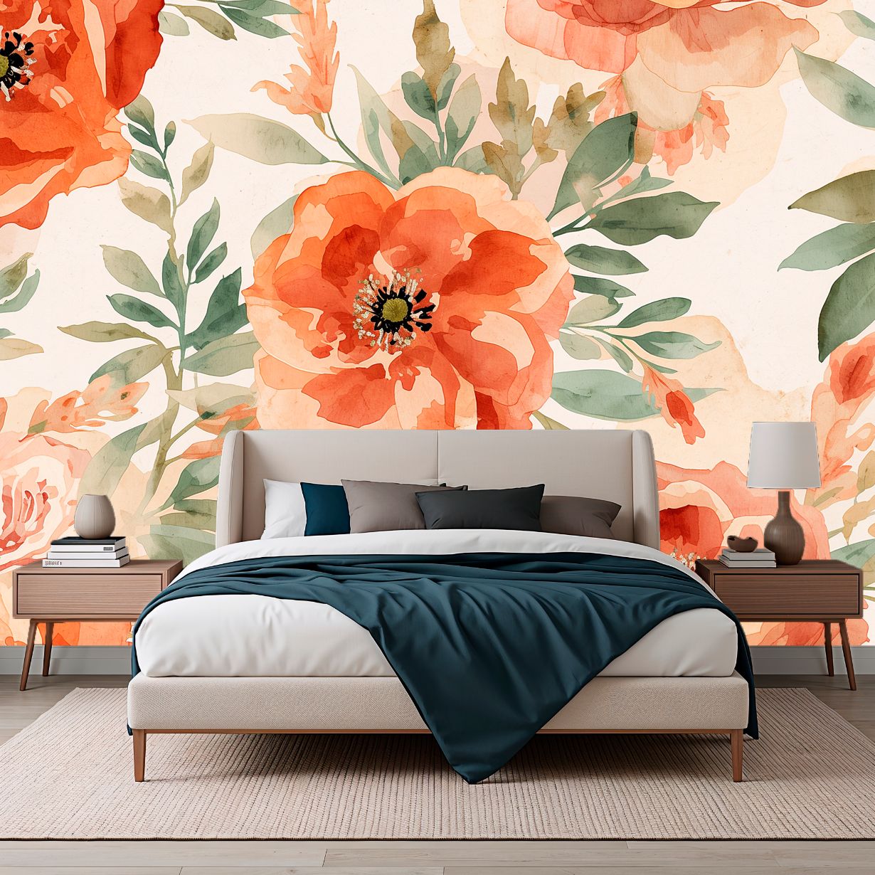 Blooming Serenade - Ornate Botanical Accent Wall Mural Wallpaper, peel & stick, custom-sized by Recoat
