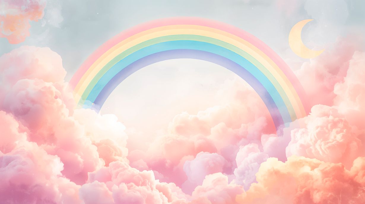 Celestial Dreams - Magical Sky Rainbow Accent Wall Mural Wallpaper, peel & stick, custom-sized by Recoat