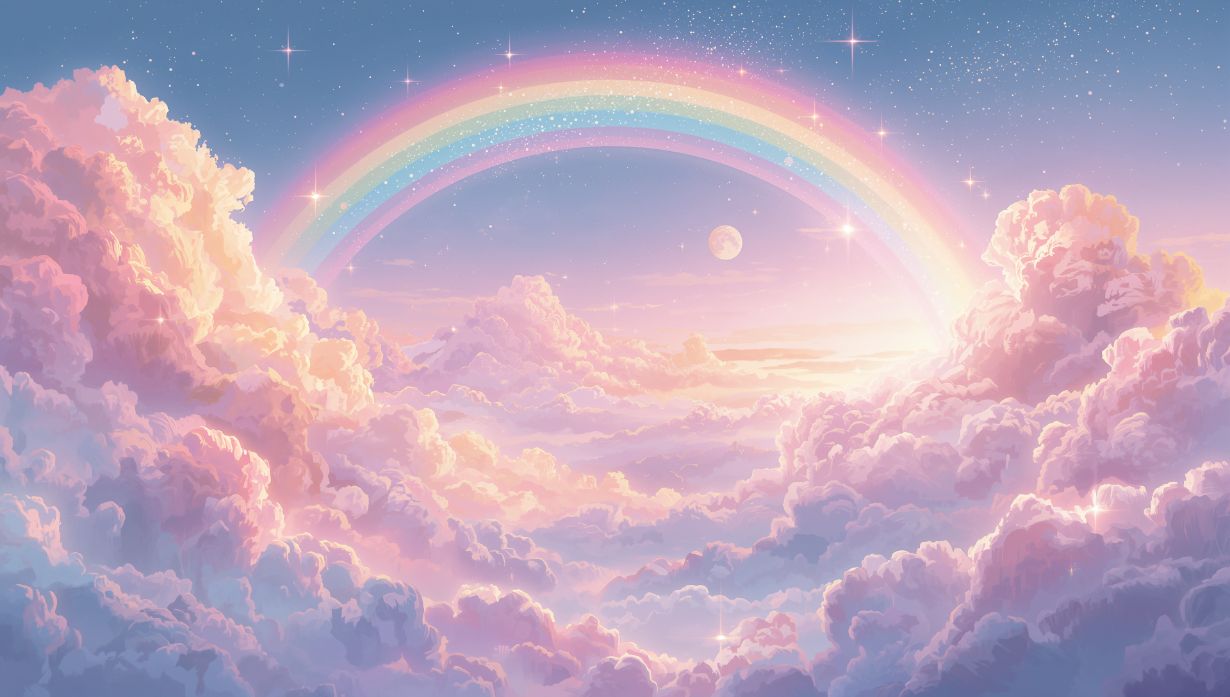 Magic Rainbow - Magical Sky Rainbow Accent Wall Mural Wallpaper, peel & stick, custom-sized by Recoat