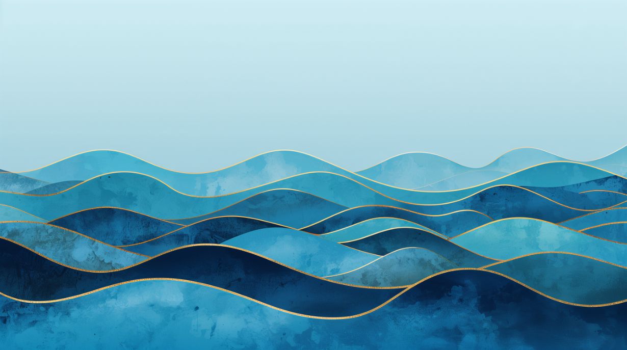 Ocean Waves - Blue Abstract Accent Wall Mural Wallpaper, peel & stick, custom-sized by Recoat