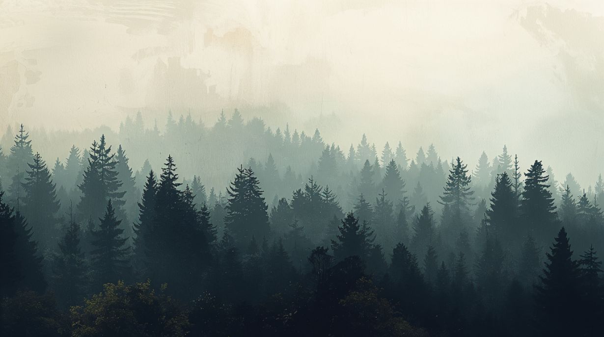 Deep Pine - Pine Tree Mural Wallpaper Moody Bedroom, peel & stick, custom-sized by Recoat