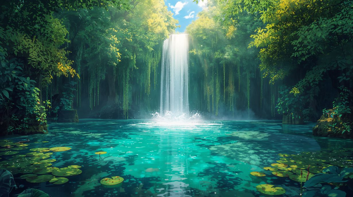 Hidden Falls - Secret Garden Accent Wall Mural Wallpaper, peel & stick, custom-sized by Recoat