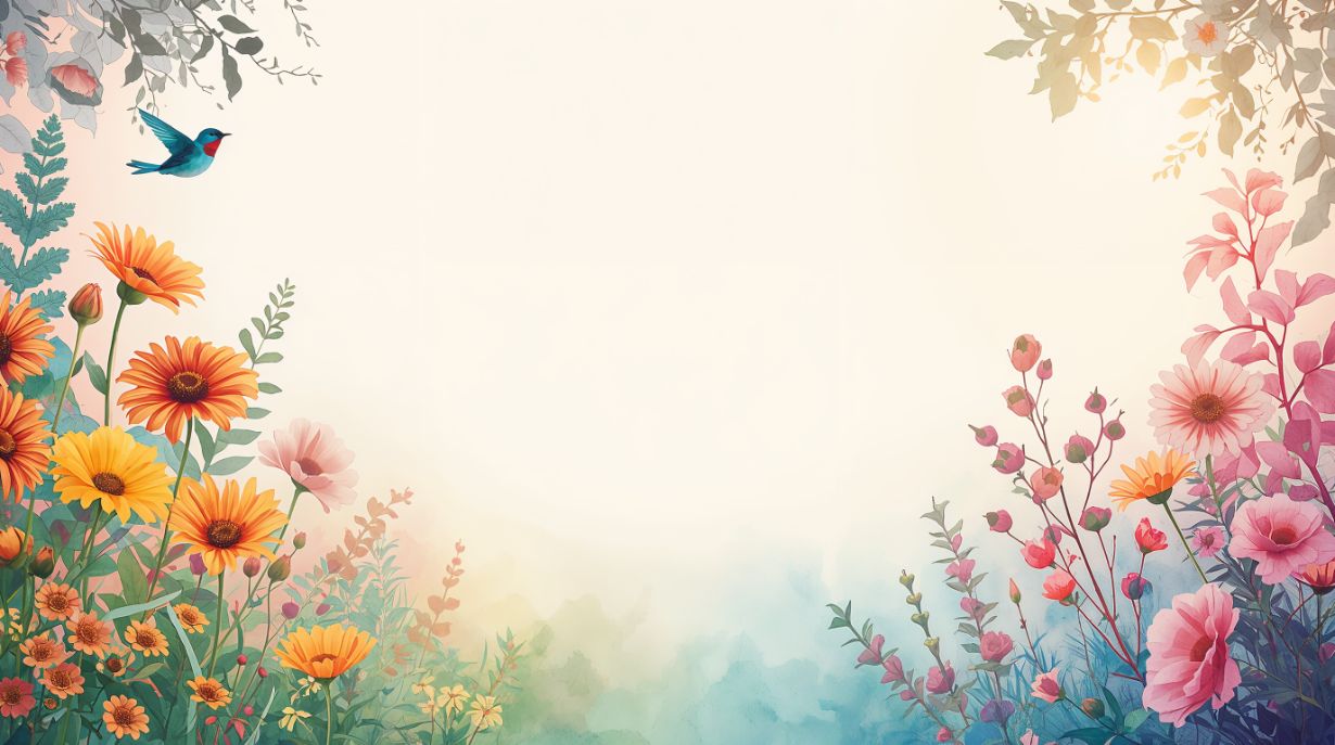 Spring Garden - Colorful Flowers Accent Wall Mural Wallpaper, peel & stick, custom-sized by Recoat