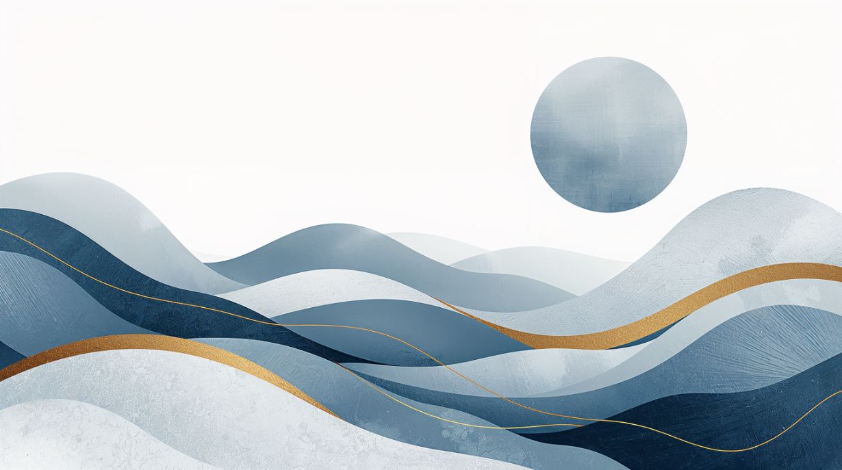 Midnight Blue Waves - Artistic Landscape Accent Wall Mural Wallpaper, peel & stick, custom-sized by Recoat