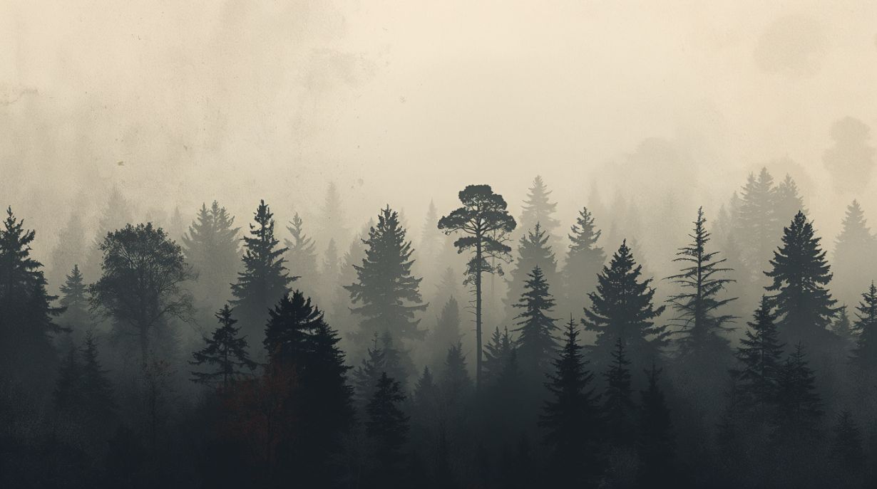 Misty Forest - Forest Mural Wallpaper For Moody Bedroom, peel & stick, custom-sized by Recoat