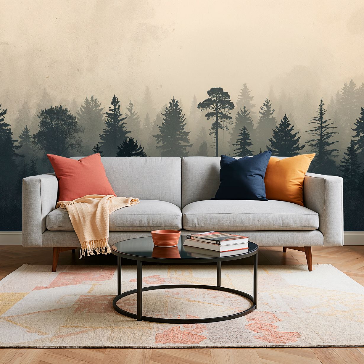 Misty Forest - Forest Mural Wallpaper For Moody Bedroom, peel & stick, custom-sized by Recoat