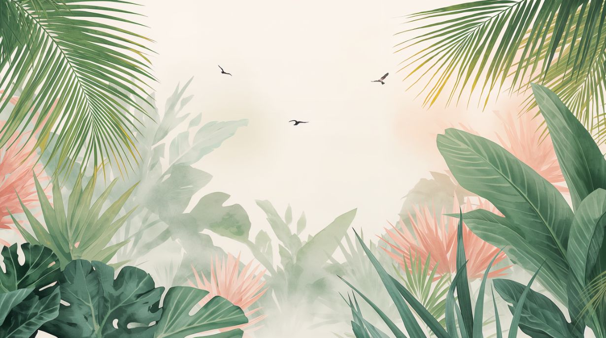 Horizons Misty - Jungle Landscape Accent Wall Mural Wallpaper, peel & stick, custom-sized by Recoat