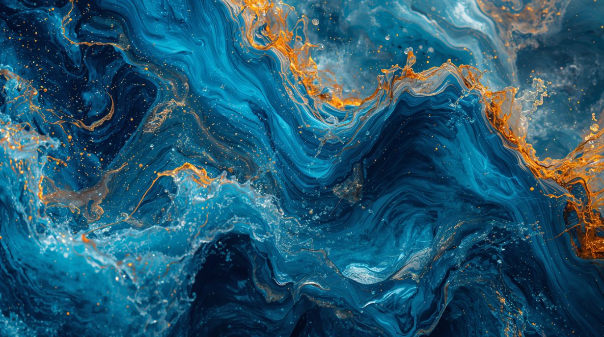 Ocean's Waves - Blue Abstract Accent Wall Mural Wallpaper, peel & stick, custom-sized by Recoat