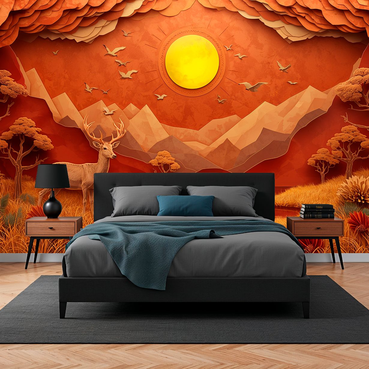 Papercraft Canyon - Paper Art Landscape Accent Wall Mural Wallpaper, peel & stick, custom-sized by Recoat