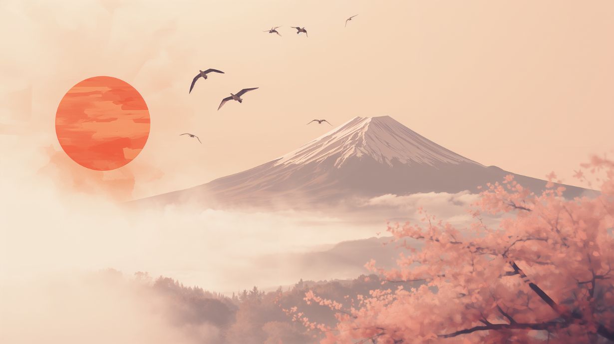 Sakura Haze - Japanese Landscape Accent Wall Mural Wallpaper, peel & stick, custom-sized by Recoat