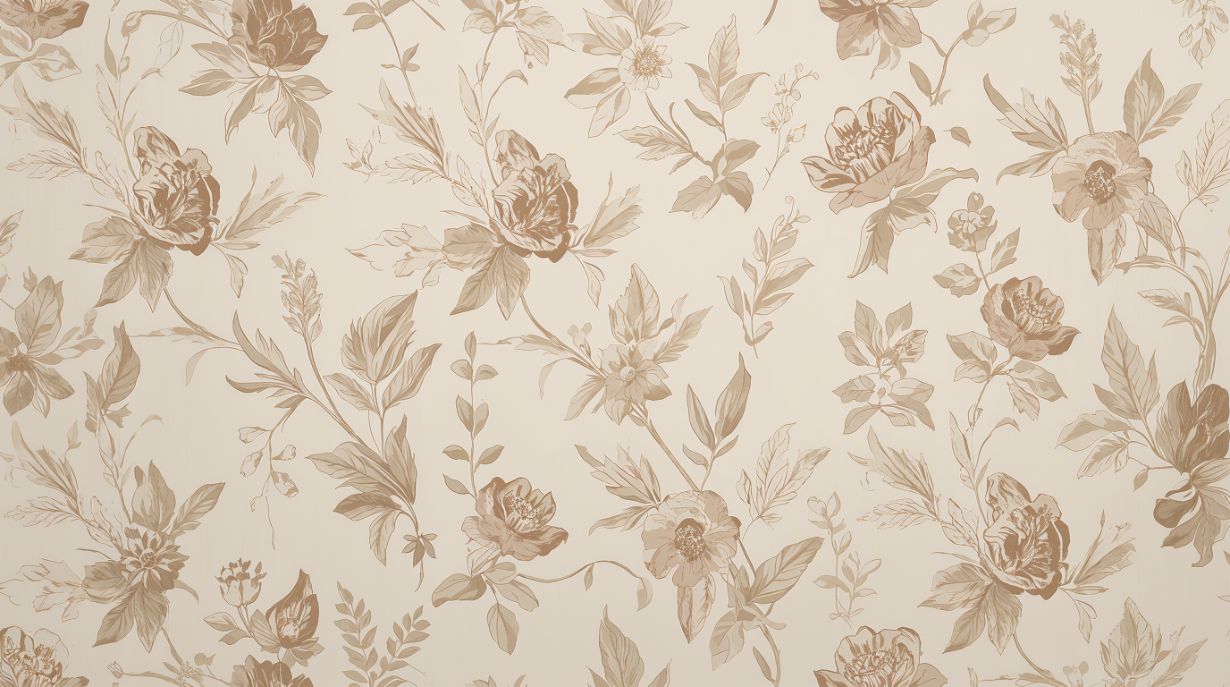 Sepia Garden - Vintage Floral Accent Wall Mural Wallpaper, peel & stick, custom-sized by Recoat