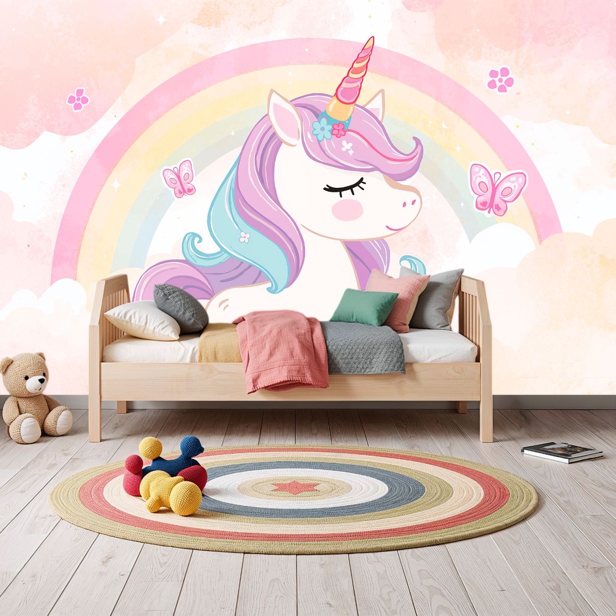 Unicorn Skies - Unicorn Accent Wall Mural Wallpaper, peel & stick, custom-sized by Recoat