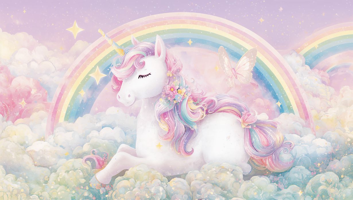 Unicorn Bloom - Unicorn Accent Wall Mural Wallpaper, peel & stick, custom-sized by Recoat