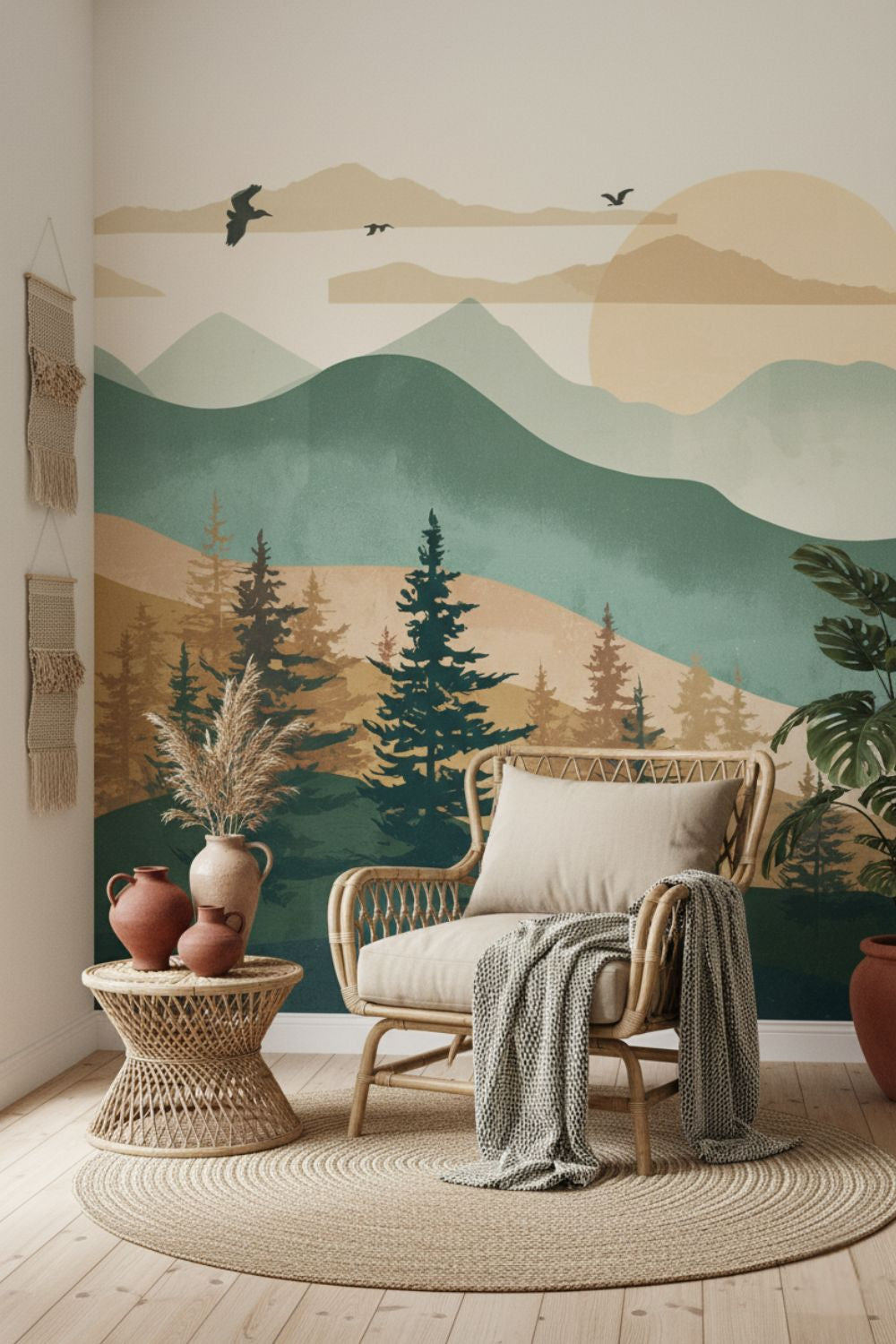 Alpine View - Rustic Forest Accent Wall Mural Wallpaper
