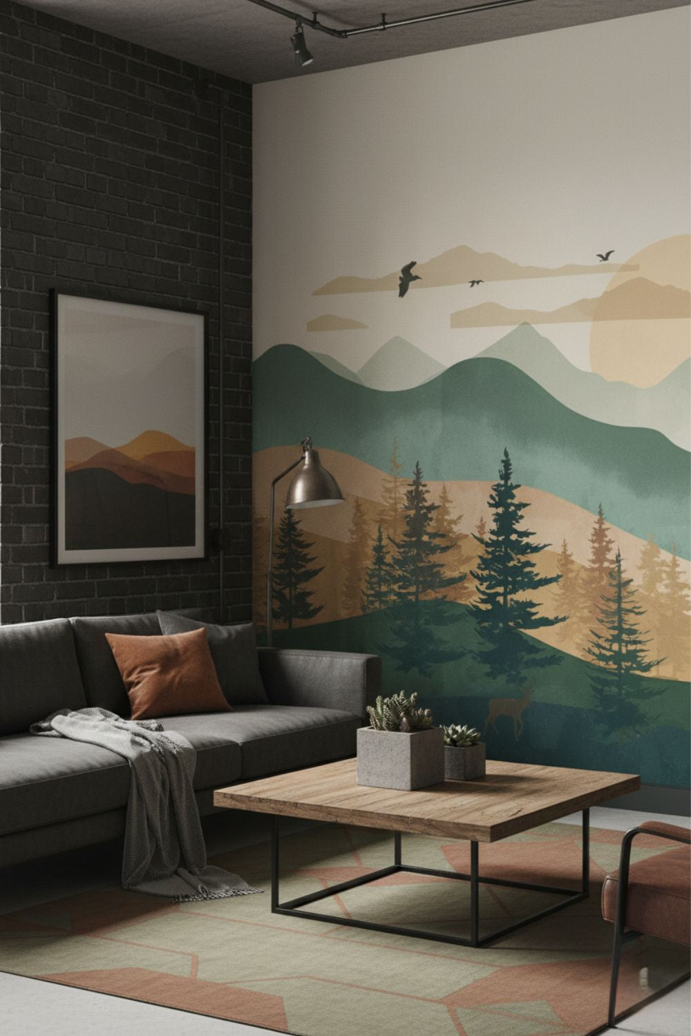 Alpine View - Rustic Forest Accent Wall Mural Wallpaper