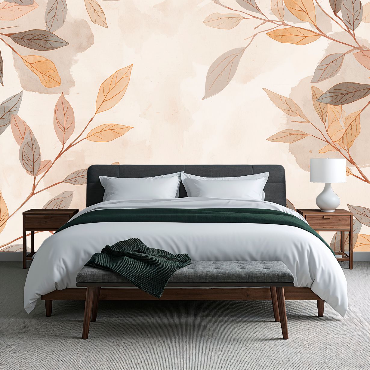 Terracotta Garden - Botanical Wall Decor Mural Wallpaper, peel & stick, custom-sized by Recoat
