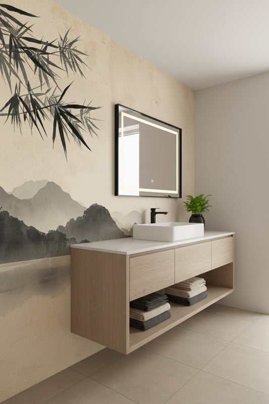 Bamboo Forest - Asian Ink Accent Wall Mural Wallpaper
