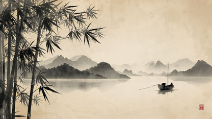 Bamboo Forest - Asian Ink Accent Wall Mural Wallpaper, peel & stick, custom-sized by Recoat