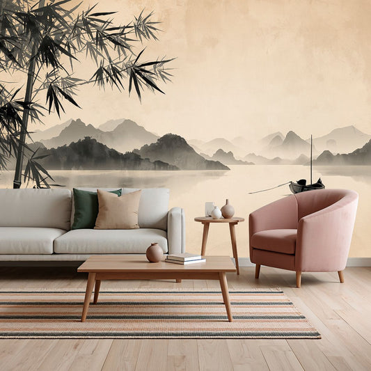 Bamboo Forest - Asian Ink Accent Wall Mural Wallpaper, peel & stick, custom-sized by Recoat