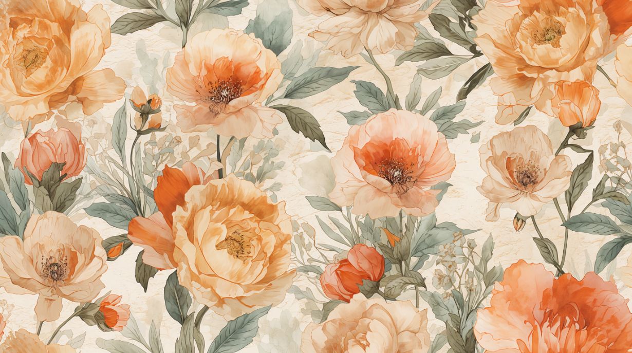 Terracotta Bloom - Rustic Floral Accent Wall Mural Wallpaper, peel & stick, custom-sized by Recoat