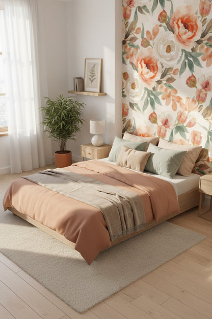 Blooming Sonata - Warm Floral Accent Wall Mural Wallpaper