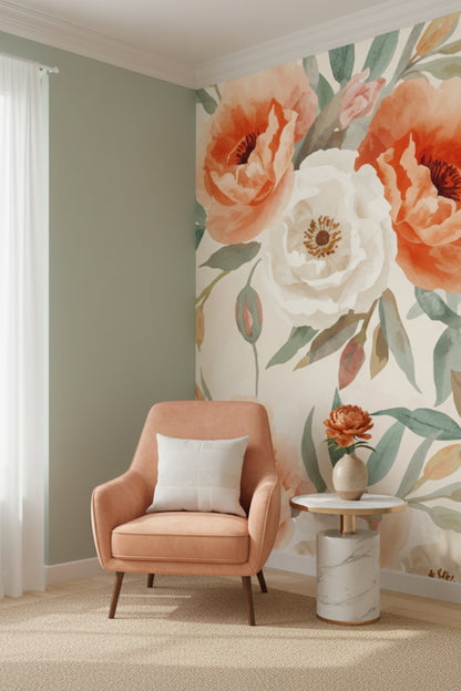 Blooming Sonata - Warm Floral Accent Wall Mural Wallpaper