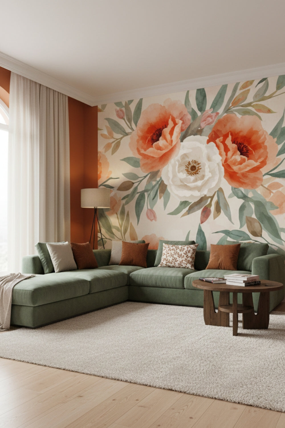 Blooming Sonata - Warm Floral Accent Wall Mural Wallpaper