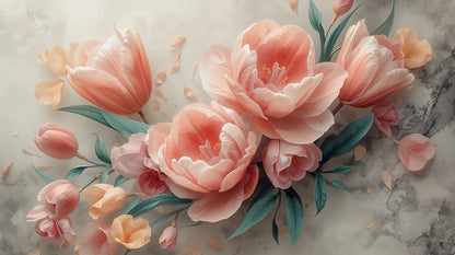 Blush Bloom - Pastel Flowers Accent Wall Mural Wallpaper, peel & stick, custom-sized by Recoat