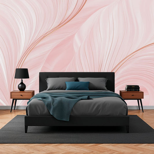 Blush Feathers - Abstract Lines Accent Wall Mural Wallpaper, peel & stick, custom-sized by Recoat