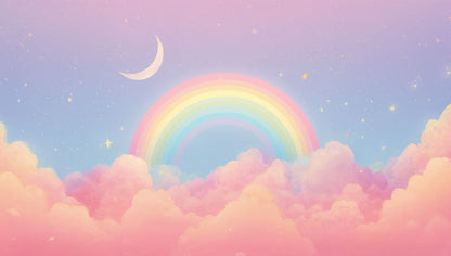 Celestial Rainbow - Magical Sky Rainbow Accent Wall Mural Wallpaper, peel & stick, custom-sized by Recoat