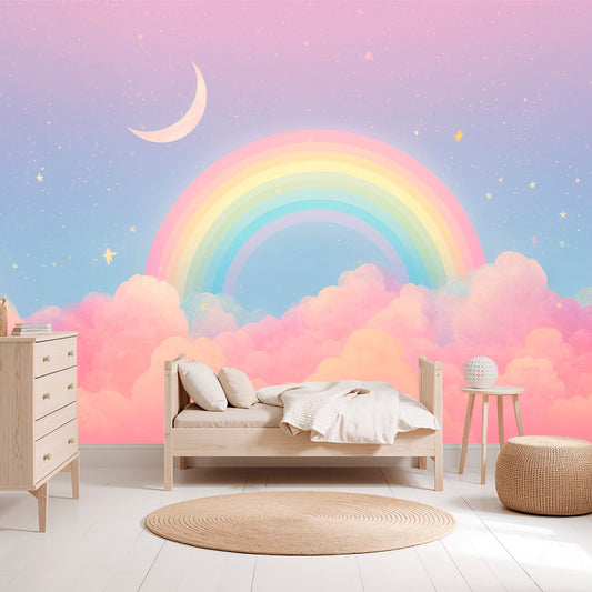 Celestial Rainbow - Magical Sky Rainbow Accent Wall Mural Wallpaper, peel & stick, custom-sized by Recoat