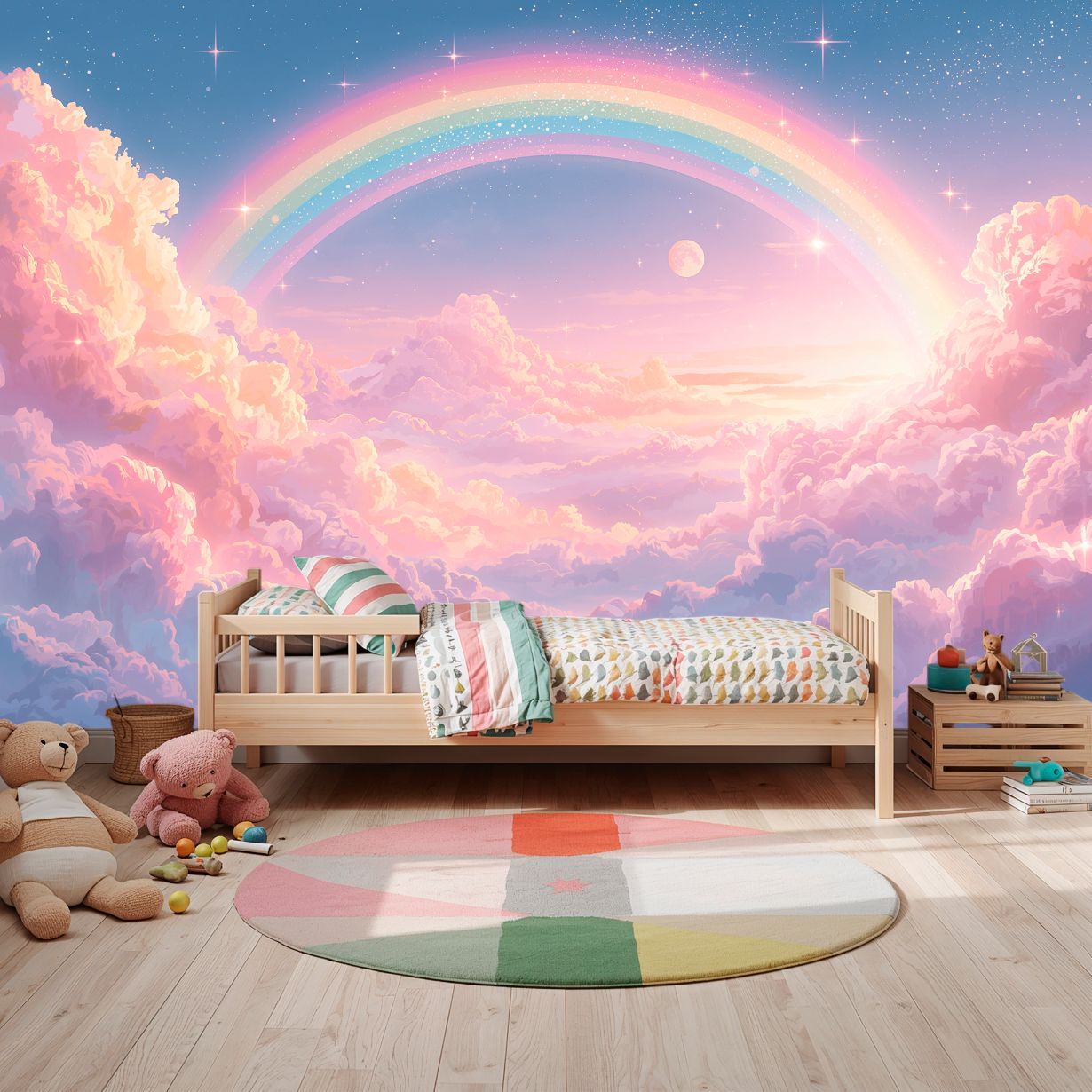 Magic Rainbow - Magical Sky Rainbow Accent Wall Mural Wallpaper, peel & stick, custom-sized by Recoat
