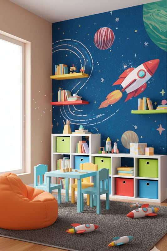 Cosmic Journey - Planet & Stars Accent Wall Mural Wallpaper