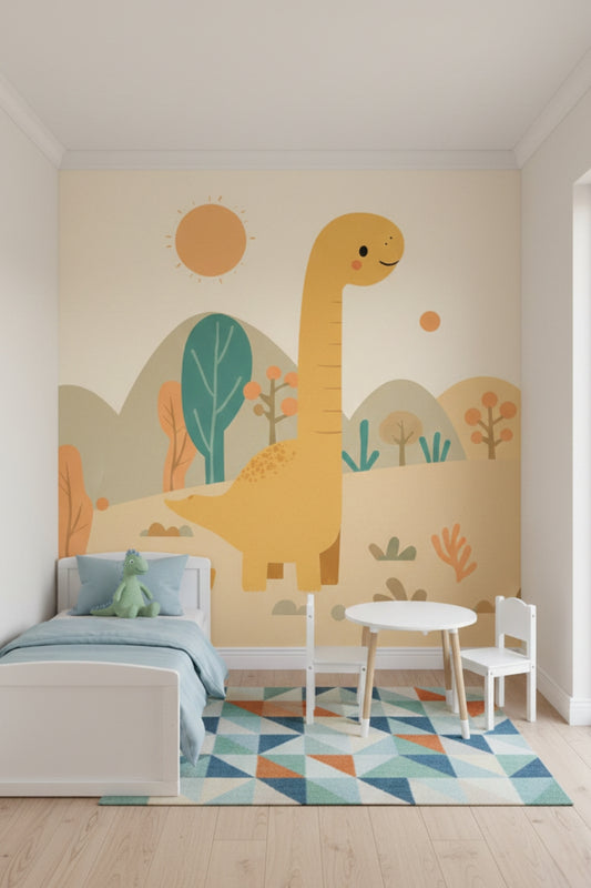 Dino Friends Sunny - Watercolor Dinosaurs Accent Wall Mural Wallpaper