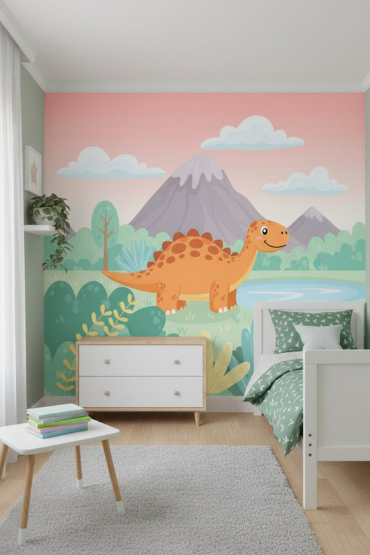 Dino Friends - Watercolor Dinosaurs Accent Wall Mural Wallpaper