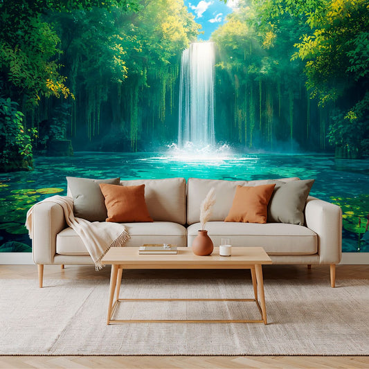 Hidden Falls - Secret Garden Accent Wall Mural Wallpaper, peel & stick, custom-sized by Recoat