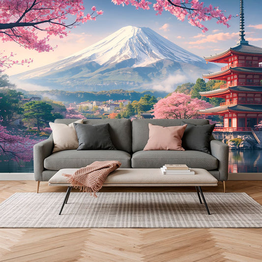 Sakura Bloom - Japanese Landscape Accent Wall Mural Wallpaper, peel & stick, custom-sized by Recoat