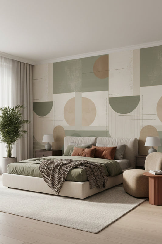 Geometric Harmony - Geometric Abstract Accent Wall Mural Wallpaper