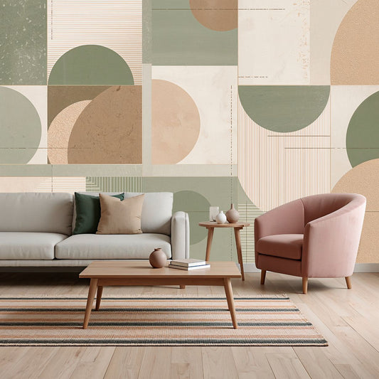 Geometric Harmony - Geometric Abstract Accent Wall Mural Wallpaper, peel & stick, custom-sized by Recoat