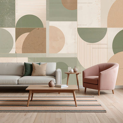 Green Flow - Geometric Abstract Accent Wall Mural Wallpaper, peel & stick, custom-sized by Recoat