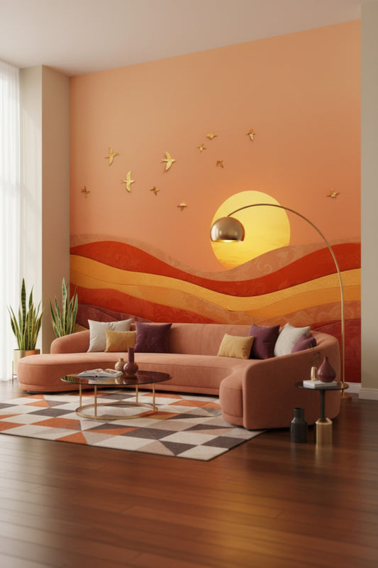 Golden Canyon - Artistic Landscape Accent Wall Mural Wallpaper